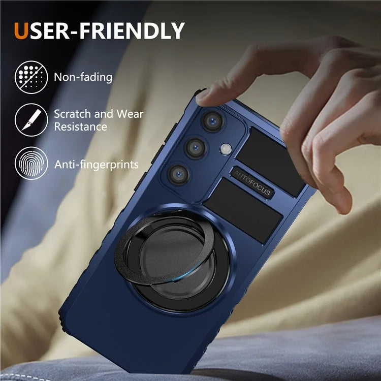 For Samsung Galaxy S24+ Case Compatible with MagSafe Rotary Kickstand Anti-Drop TPU+PC Phone Cover