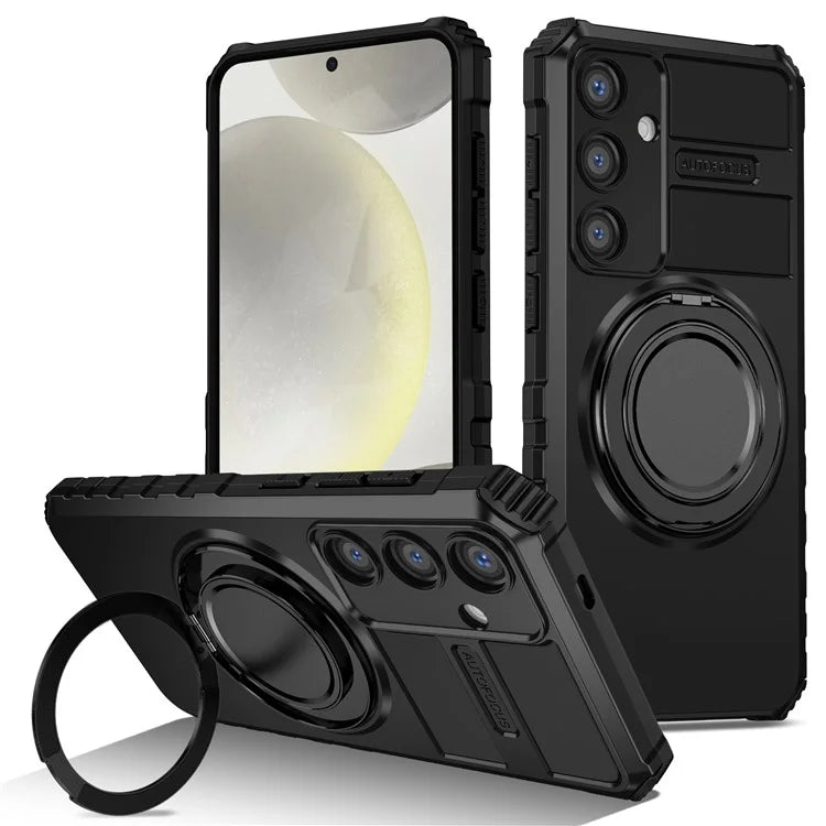For Samsung Galaxy S24+ Case Compatible with MagSafe Rotary Kickstand Anti-Drop TPU+PC Phone Cover