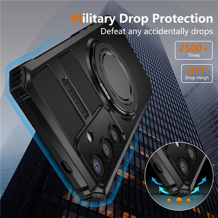 For Samsung Galaxy S24+ Case Compatible with MagSafe Rotary Kickstand Anti-Drop TPU+PC Phone Cover