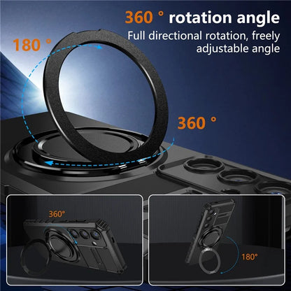 For Samsung Galaxy S24+ Case Compatible with MagSafe Rotary Kickstand Anti-Drop TPU+PC Phone Cover