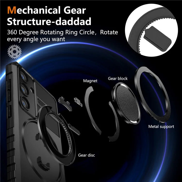 For Samsung Galaxy S24+ Case Compatible with MagSafe Rotary Kickstand Anti-Drop TPU+PC Phone Cover