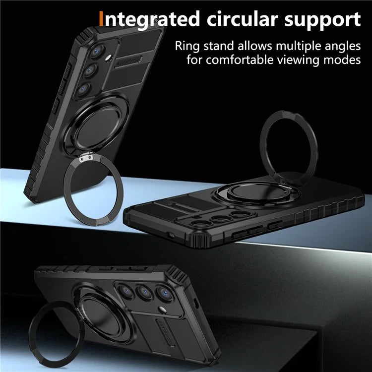 For Samsung Galaxy S24+ Case Compatible with MagSafe Rotary Kickstand Anti-Drop TPU+PC Phone Cover