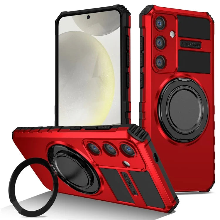 For Samsung Galaxy S24+ Case Compatible with MagSafe Rotary Kickstand Anti-Drop TPU+PC Phone Cover