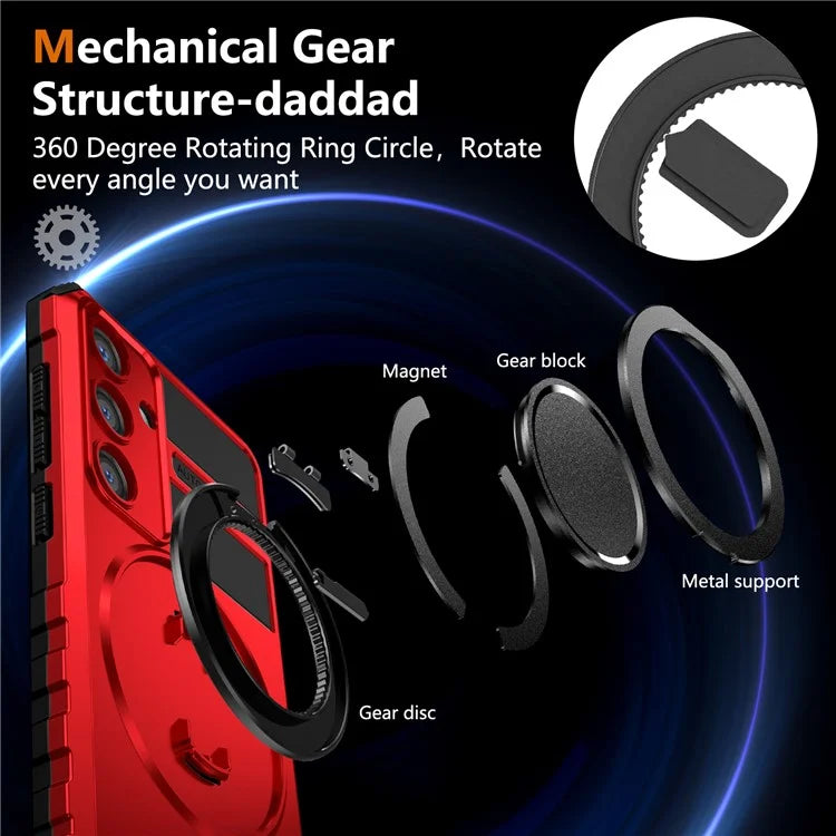 For Samsung Galaxy S24+ Case Compatible with MagSafe Rotary Kickstand Anti-Drop TPU+PC Phone Cover