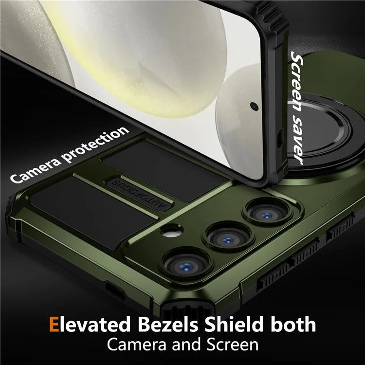 For Samsung Galaxy S24+ Case Compatible with MagSafe Rotary Kickstand Anti-Drop TPU+PC Phone Cover