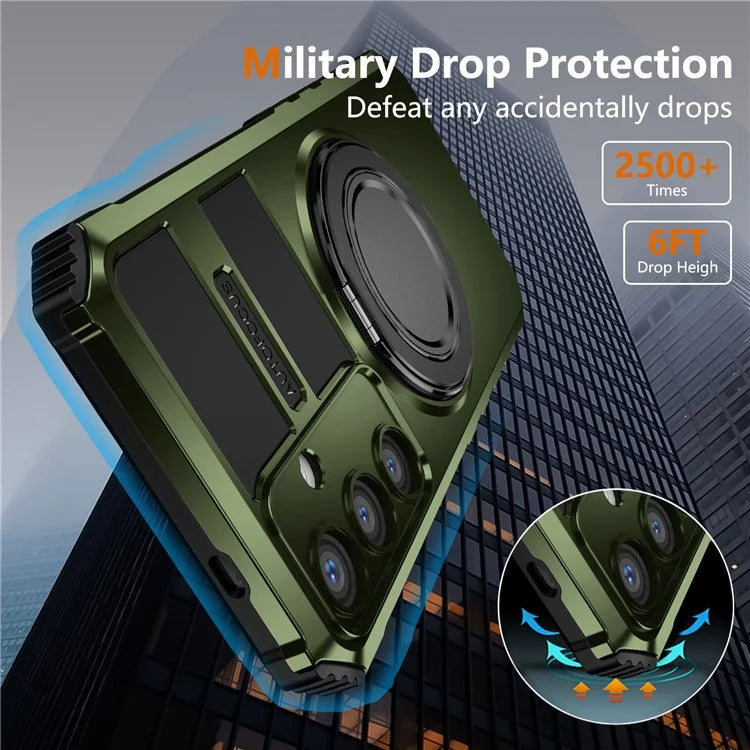 For Samsung Galaxy S24+ Case Compatible with MagSafe Rotary Kickstand Anti-Drop TPU+PC Phone Cover