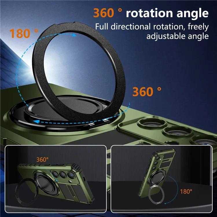 For Samsung Galaxy S24+ Case Compatible with MagSafe Rotary Kickstand Anti-Drop TPU+PC Phone Cover
