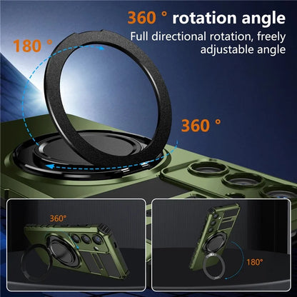 For Samsung Galaxy S24+ Case Compatible with MagSafe Rotary Kickstand Anti-Drop TPU+PC Phone Cover