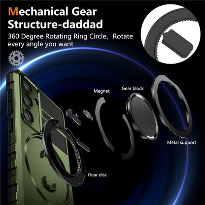 For Samsung Galaxy S24+ Case Compatible with MagSafe Rotary Kickstand Anti-Drop TPU+PC Phone Cover