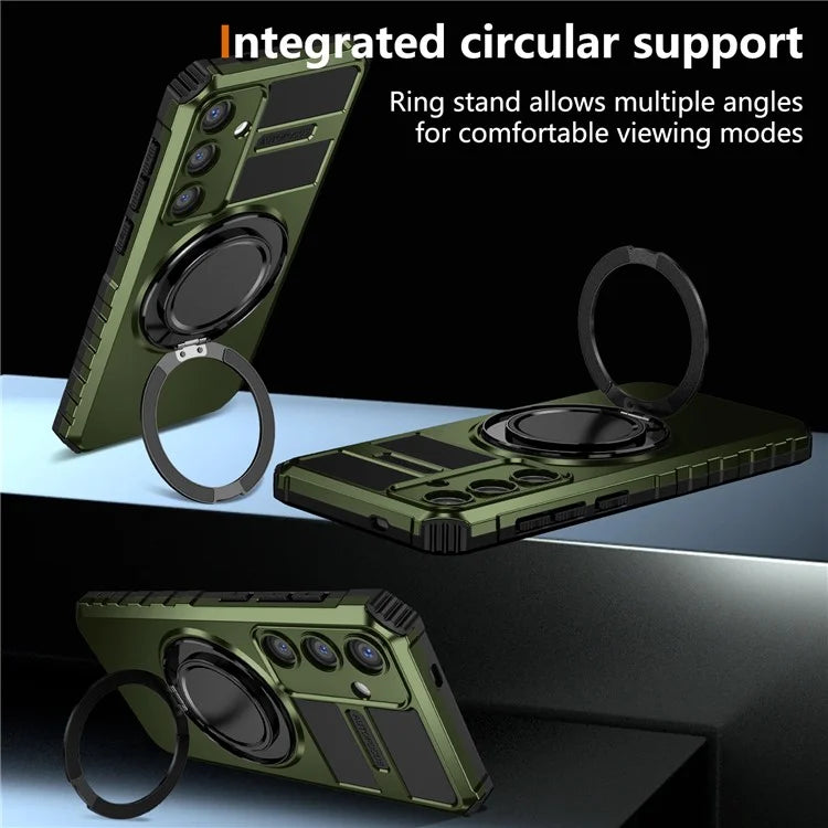 For Samsung Galaxy S24+ Case Compatible with MagSafe Rotary Kickstand Anti-Drop TPU+PC Phone Cover