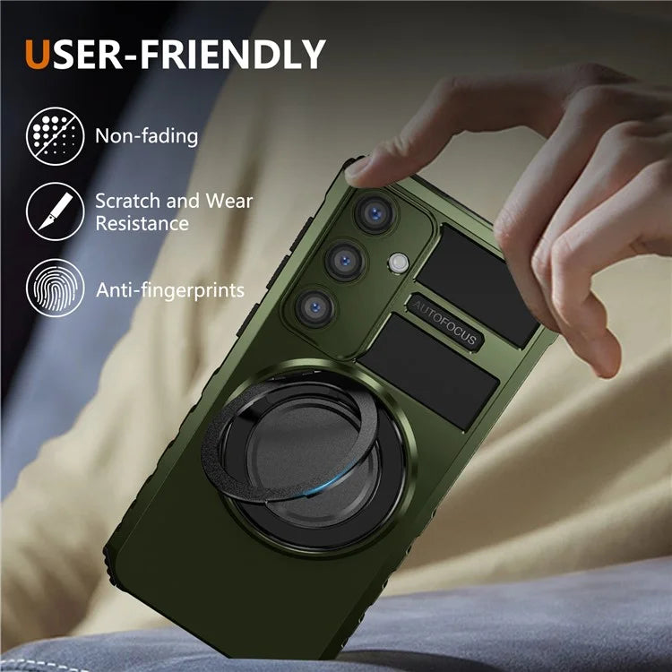 For Samsung Galaxy S24+ Case Compatible with MagSafe Rotary Kickstand Anti-Drop TPU+PC Phone Cover