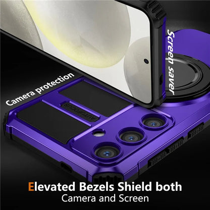 For Samsung Galaxy S24+ Case Compatible with MagSafe Rotary Kickstand Anti-Drop TPU+PC Phone Cover