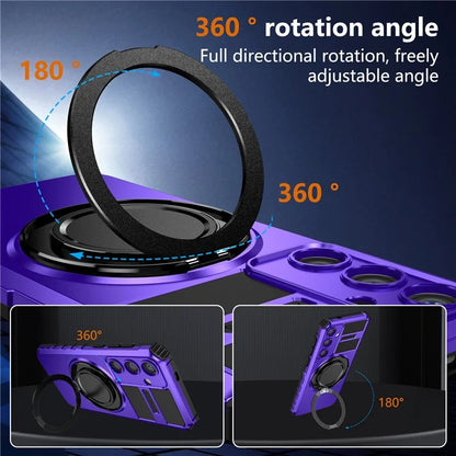 For Samsung Galaxy S24+ Case Compatible with MagSafe Rotary Kickstand Anti-Drop TPU+PC Phone Cover