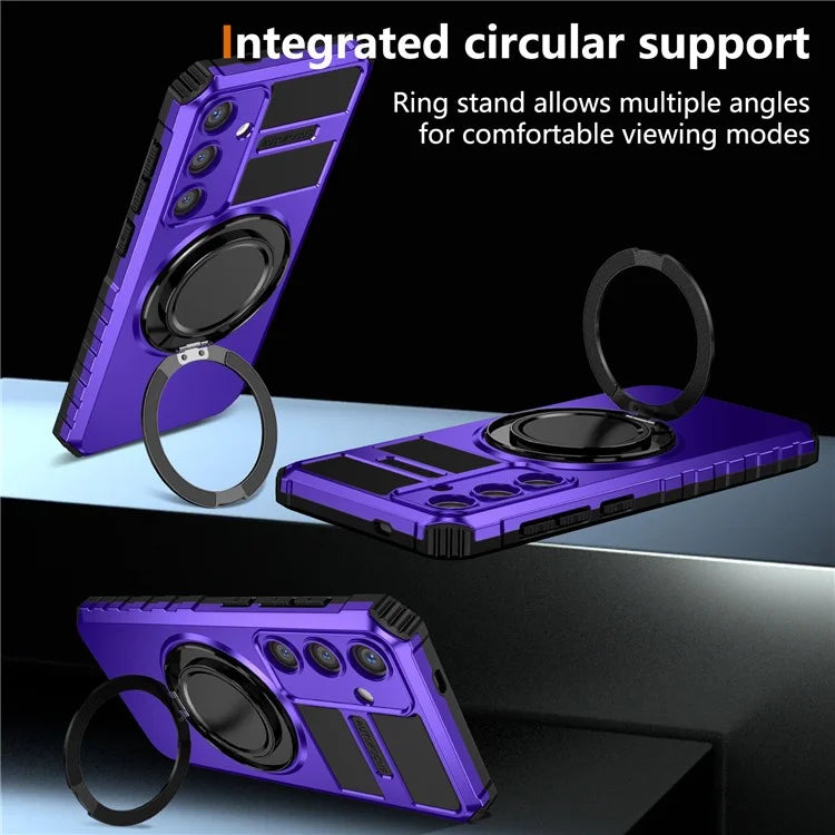 For Samsung Galaxy S24+ Case Compatible with MagSafe Rotary Kickstand Anti-Drop TPU+PC Phone Cover