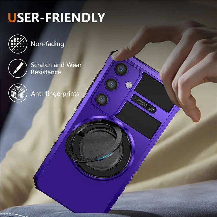 For Samsung Galaxy S24+ Case Compatible with MagSafe Rotary Kickstand Anti-Drop TPU+PC Phone Cover