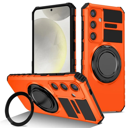 For Samsung Galaxy S24 Case Compatible with MagSafe Rotary Kickstand Anti-Drop TPU+PC Phone Cover