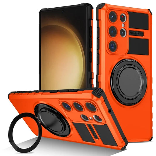 For Samsung Galaxy S23 Ultra Case Compatible with MagSafe Rotary Kickstand Anti-Drop TPU+PC Phone Cover