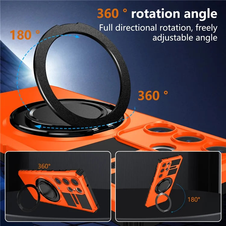 For Samsung Galaxy S23 Ultra Case Compatible with MagSafe Rotary Kickstand Anti-Drop TPU+PC Phone Cover