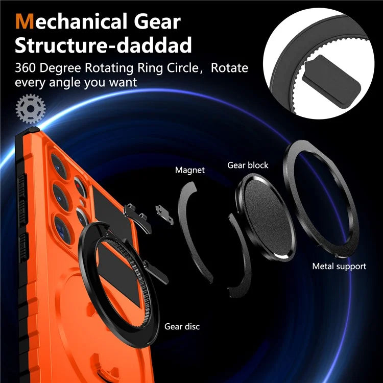 For Samsung Galaxy S23 Ultra Case Compatible with MagSafe Rotary Kickstand Anti-Drop TPU+PC Phone Cover