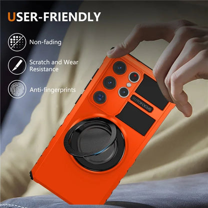 For Samsung Galaxy S23 Ultra Case Compatible with MagSafe Rotary Kickstand Anti-Drop TPU+PC Phone Cover