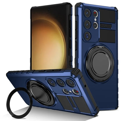 For Samsung Galaxy S23 Ultra Case Compatible with MagSafe Rotary Kickstand Anti-Drop TPU+PC Phone Cover