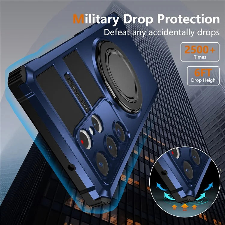 For Samsung Galaxy S23 Ultra Case Compatible with MagSafe Rotary Kickstand Anti-Drop TPU+PC Phone Cover