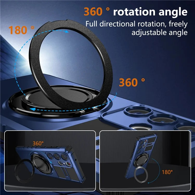 For Samsung Galaxy S23 Ultra Case Compatible with MagSafe Rotary Kickstand Anti-Drop TPU+PC Phone Cover