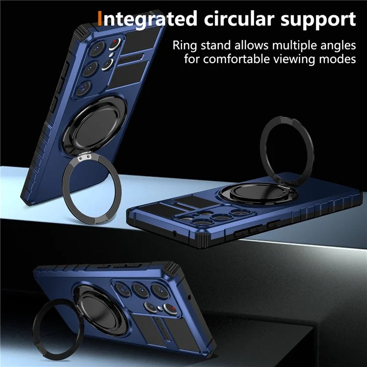 For Samsung Galaxy S23 Ultra Case Compatible with MagSafe Rotary Kickstand Anti-Drop TPU+PC Phone Cover