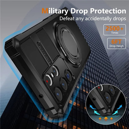 For Samsung Galaxy S23 Ultra Case Compatible with MagSafe Rotary Kickstand Anti-Drop TPU+PC Phone Cover
