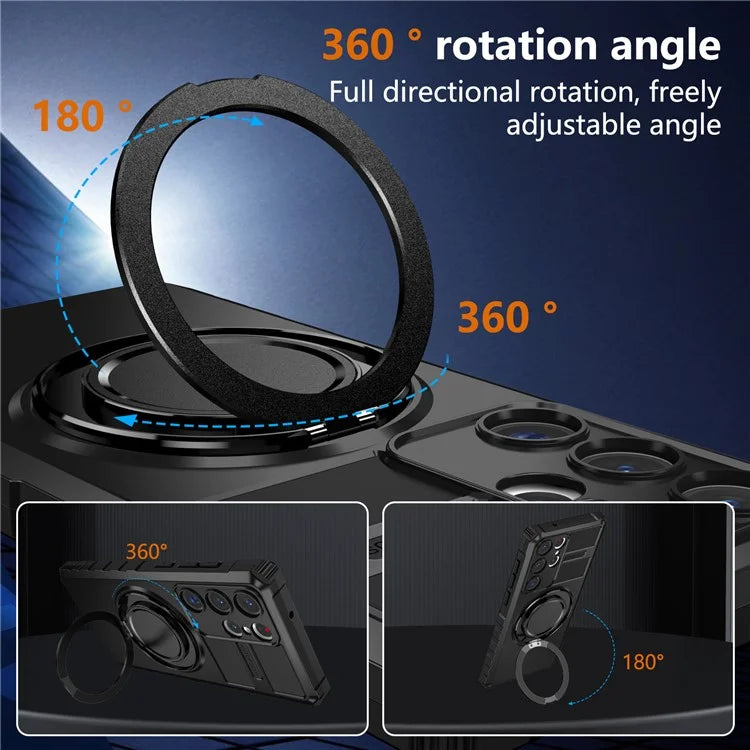 For Samsung Galaxy S23 Ultra Case Compatible with MagSafe Rotary Kickstand Anti-Drop TPU+PC Phone Cover