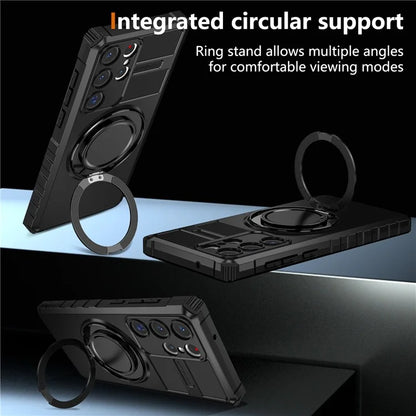 For Samsung Galaxy S23 Ultra Case Compatible with MagSafe Rotary Kickstand Anti-Drop TPU+PC Phone Cover