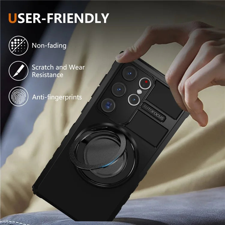 For Samsung Galaxy S23 Ultra Case Compatible with MagSafe Rotary Kickstand Anti-Drop TPU+PC Phone Cover