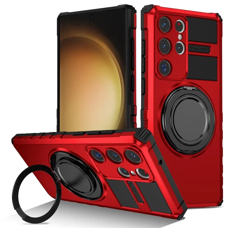For Samsung Galaxy S23 Ultra Case Compatible with MagSafe Rotary Kickstand Anti-Drop TPU+PC Phone Cover