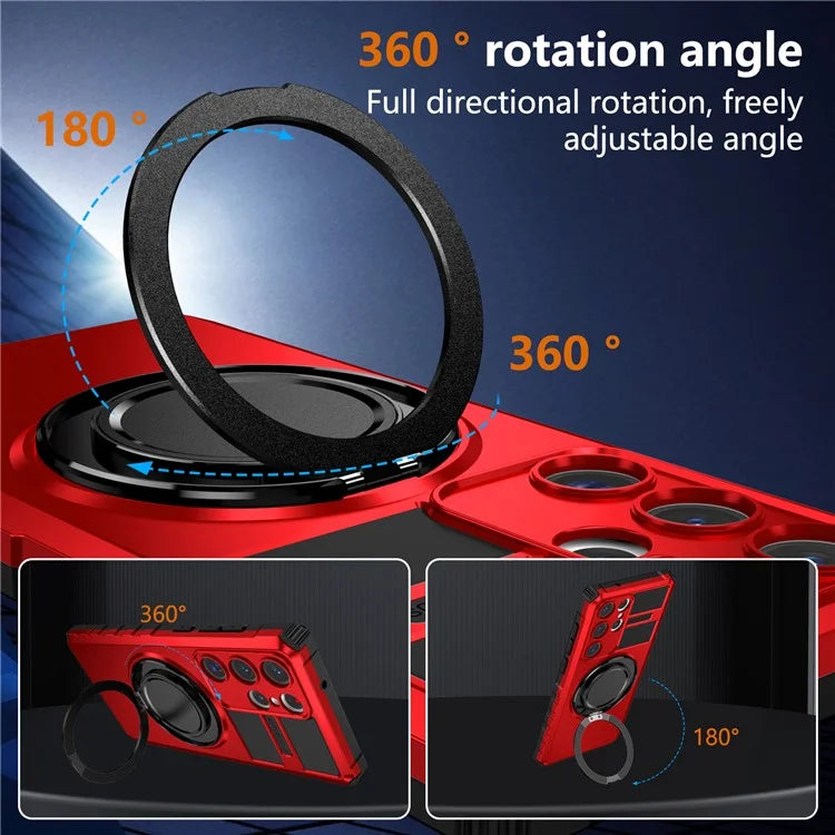 For Samsung Galaxy S23 Ultra Case Compatible with MagSafe Rotary Kickstand Anti-Drop TPU+PC Phone Cover
