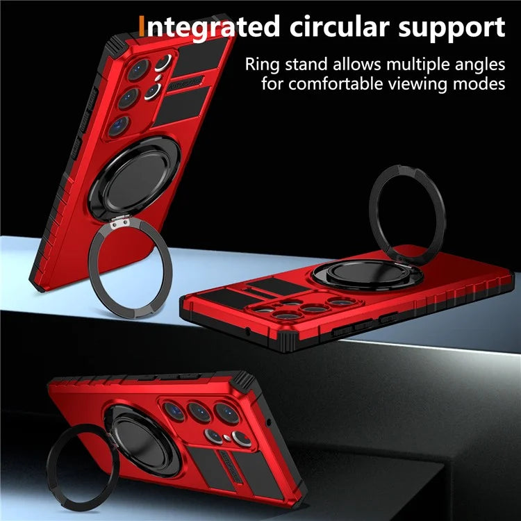 For Samsung Galaxy S23 Ultra Case Compatible with MagSafe Rotary Kickstand Anti-Drop TPU+PC Phone Cover