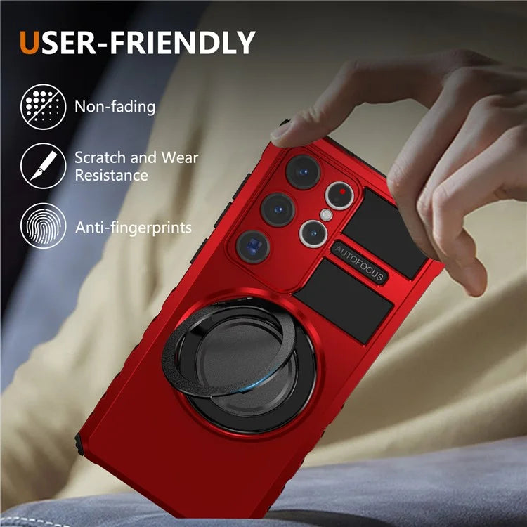 For Samsung Galaxy S23 Ultra Case Compatible with MagSafe Rotary Kickstand Anti-Drop TPU+PC Phone Cover