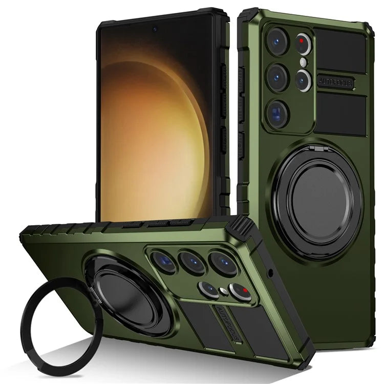 For Samsung Galaxy S23 Ultra Case Compatible with MagSafe Rotary Kickstand Anti-Drop TPU+PC Phone Cover