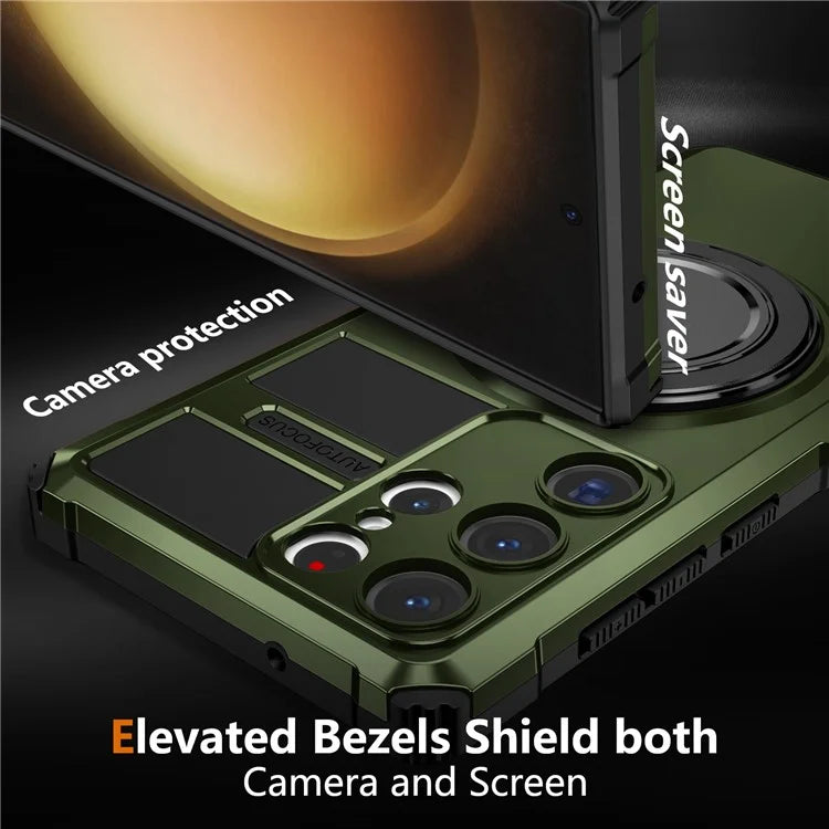 For Samsung Galaxy S23 Ultra Case Compatible with MagSafe Rotary Kickstand Anti-Drop TPU+PC Phone Cover