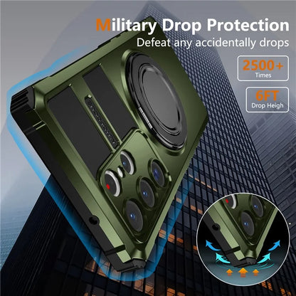 For Samsung Galaxy S23 Ultra Case Compatible with MagSafe Rotary Kickstand Anti-Drop TPU+PC Phone Cover