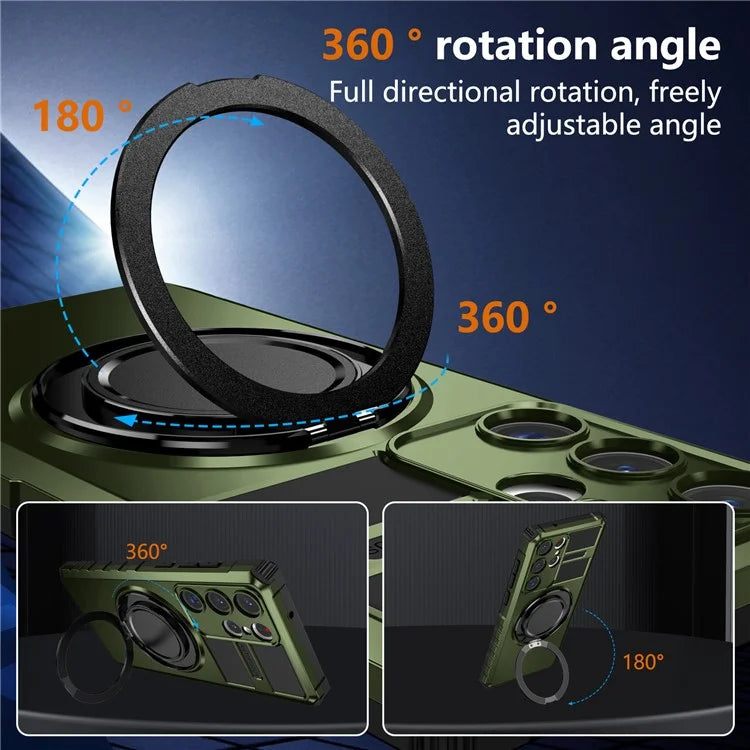 For Samsung Galaxy S23 Ultra Case Compatible with MagSafe Rotary Kickstand Anti-Drop TPU+PC Phone Cover