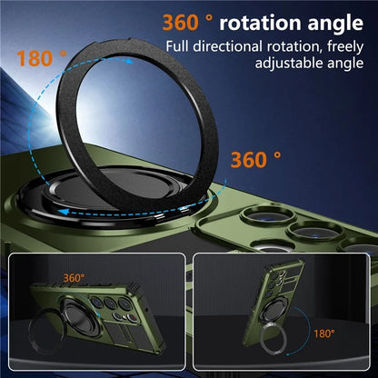 For Samsung Galaxy S23 Ultra Case Compatible with MagSafe Rotary Kickstand Anti-Drop TPU+PC Phone Cover