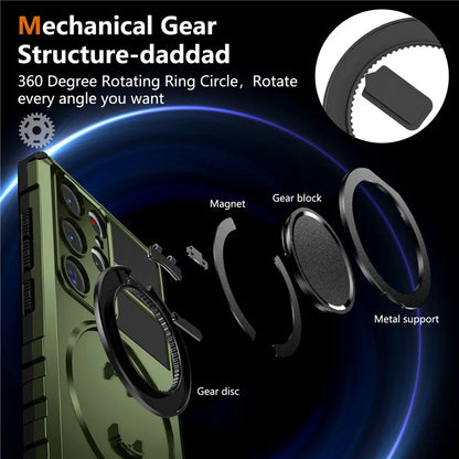 For Samsung Galaxy S23 Ultra Case Compatible with MagSafe Rotary Kickstand Anti-Drop TPU+PC Phone Cover
