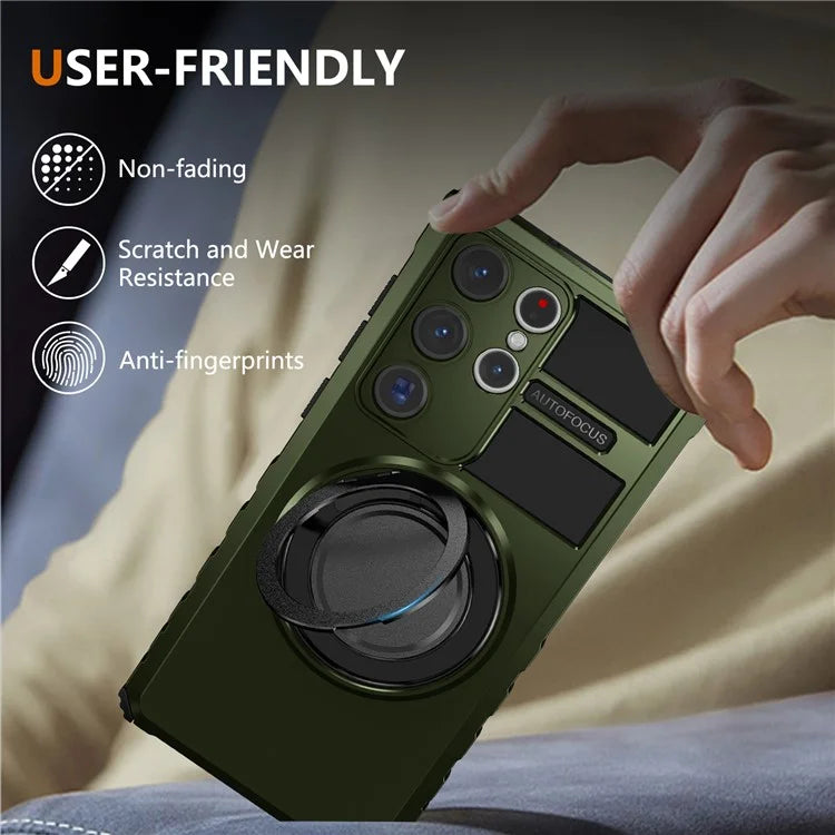 For Samsung Galaxy S23 Ultra Case Compatible with MagSafe Rotary Kickstand Anti-Drop TPU+PC Phone Cover
