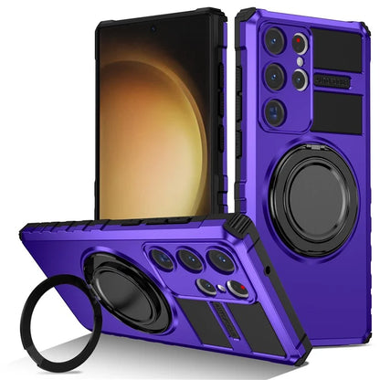 For Samsung Galaxy S23 Ultra Case Compatible with MagSafe Rotary Kickstand Anti-Drop TPU+PC Phone Cover