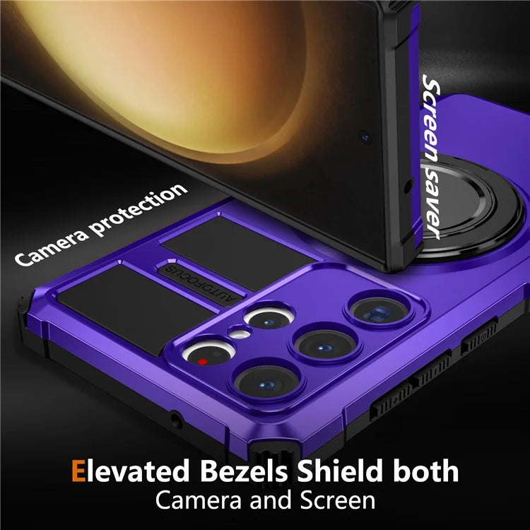 For Samsung Galaxy S23 Ultra Case Compatible with MagSafe Rotary Kickstand Anti-Drop TPU+PC Phone Cover
