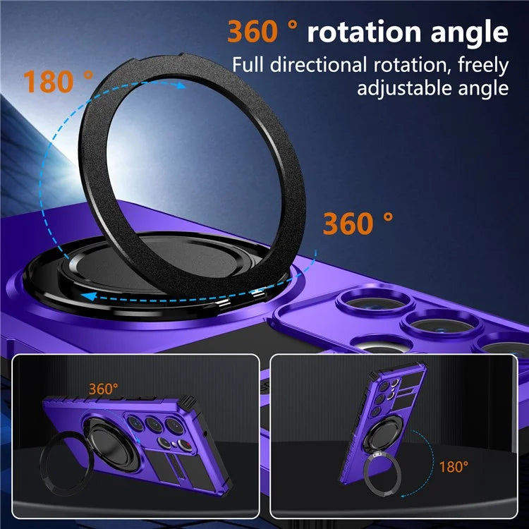 For Samsung Galaxy S23 Ultra Case Compatible with MagSafe Rotary Kickstand Anti-Drop TPU+PC Phone Cover