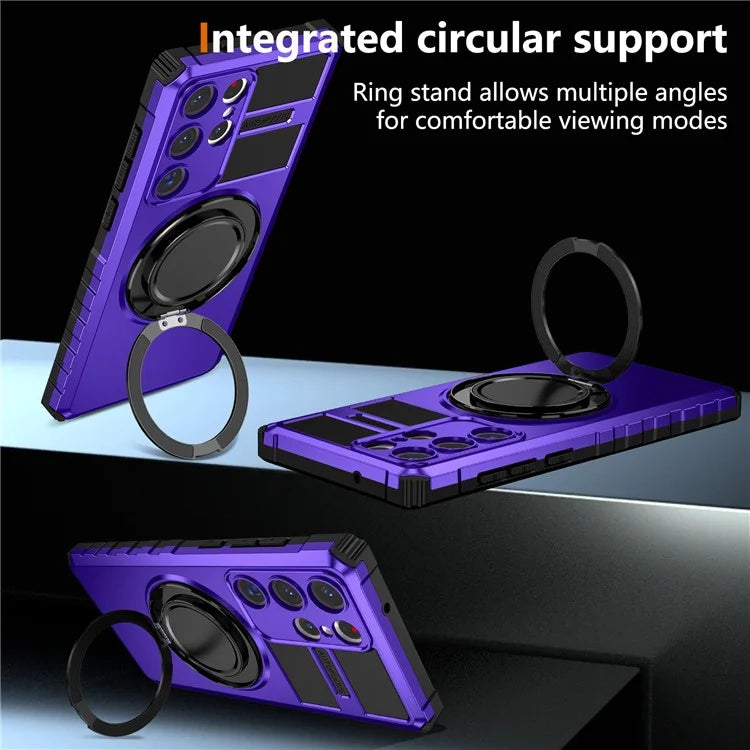 For Samsung Galaxy S23 Ultra Case Compatible with MagSafe Rotary Kickstand Anti-Drop TPU+PC Phone Cover