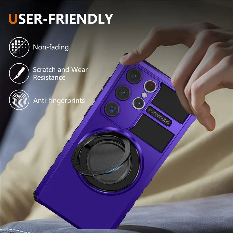 For Samsung Galaxy S23 Ultra Case Compatible with MagSafe Rotary Kickstand Anti-Drop TPU+PC Phone Cover