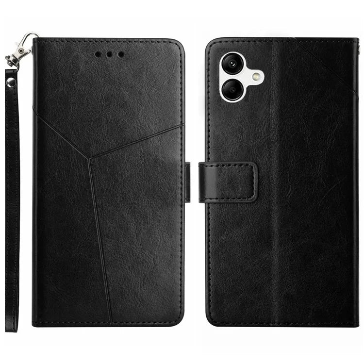 HT01 For Samsung Galaxy A06 Case Leather Phone Cover Y-Shaped Lines Imprint