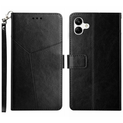 HT01 For Samsung Galaxy A06 Case Leather Phone Cover Y-Shaped Lines Imprint